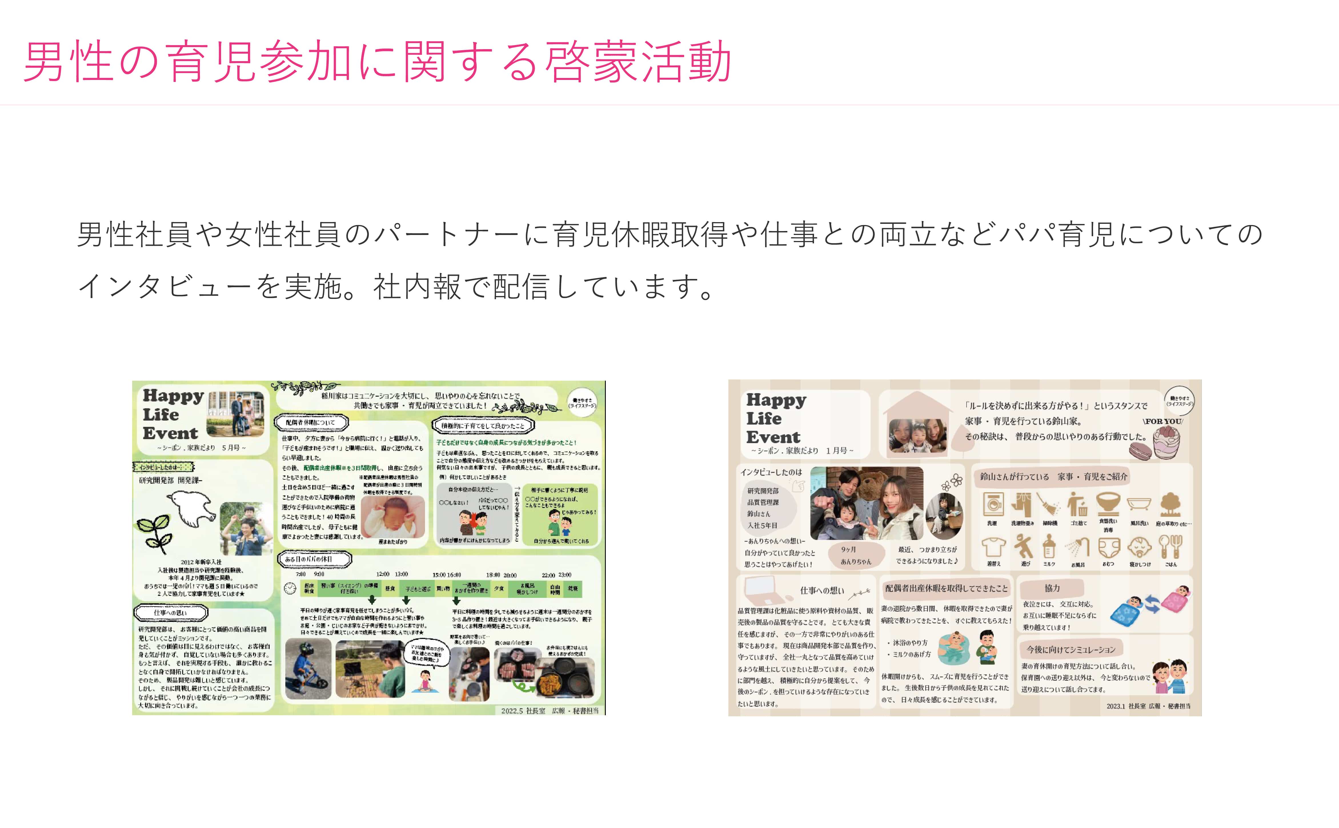 男性の育児参加に関する啓蒙活動